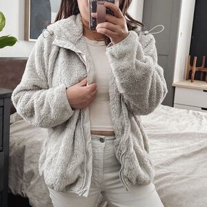 ZYIA Active Sherpa Cozy Block Zipper Hooded‎ Jacket. Size L